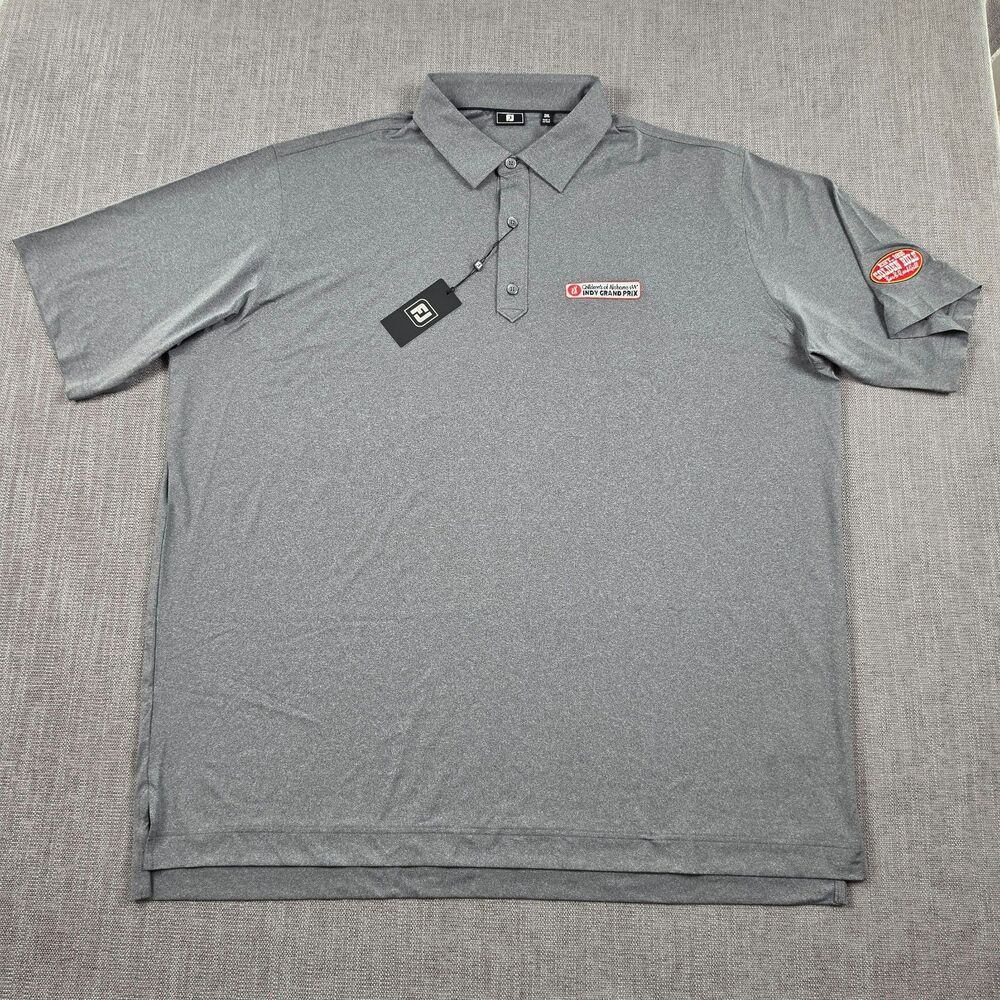 NWT FootJoy Golf Shirt Mens 3XL Gray Indy Grand Prix Golden Rule Performance